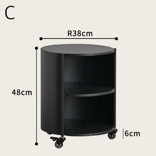 Castered Iron Cylindrical Two-Tier Side Table