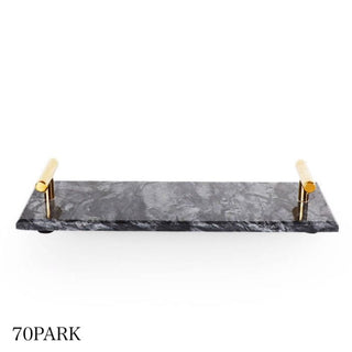 Marble Gold Handle Slim Accessory Tray