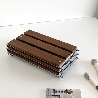 Folding Wood Three-Tier Storage Display Rack