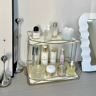 Stainless Steel Cross Frame Two-Tier Storage Rack   Cosmetic Storage