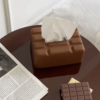 Ceramic plate chocolate motif tissue case