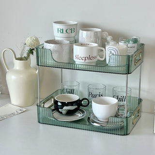 Clear Stripe Pattern Tier Cosmetic Storage Rack