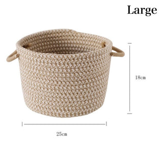 Handled Rope Braided Small Item Storage Basket Set   Set of 2