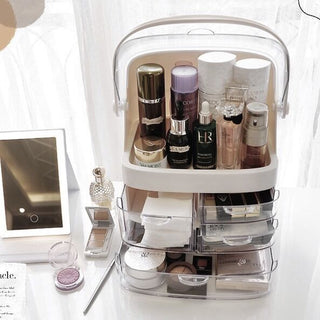 White Portable Cosmetic Box Makeup Storage