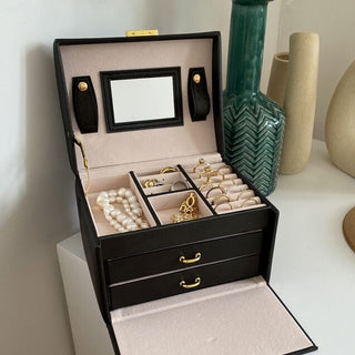 Mirrored Three-Tier Drawer Jewelry Box