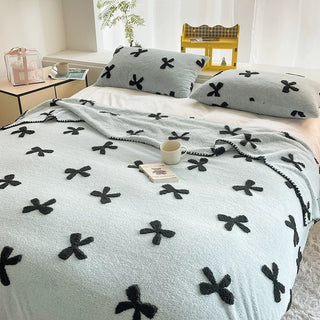 Blue Ribbon Pattern Stitch Blanket 150x200cm Lap Blanket