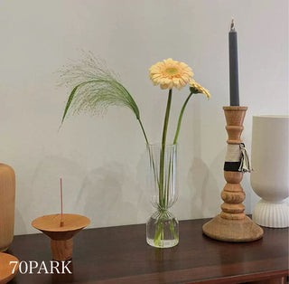 Striped Clear Glass Flower Vase