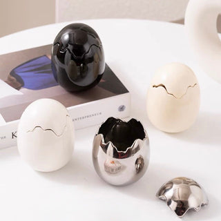 Egg motif ceramic trinket box egg storage