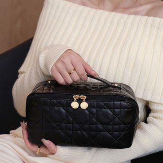 Quilted Large Capacity Cosmetic Storage Pouch  Travel Pouch