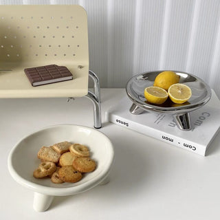 Footed Ceramic Round Tray  Plate