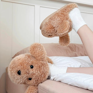 Fluffy Puppy Room Shoes   3 Sizes  Indoor Slippers Stuffed Dog