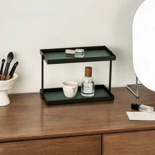 Iron Leather Rectangular Simple Two-Tier Tray  Storage Rack