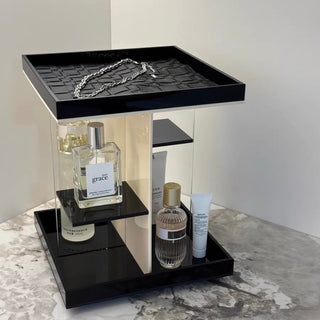 360 Degree Rotating Acrylic Square Cosmetic Storage Rack Makeup and Perfume Storage Tray