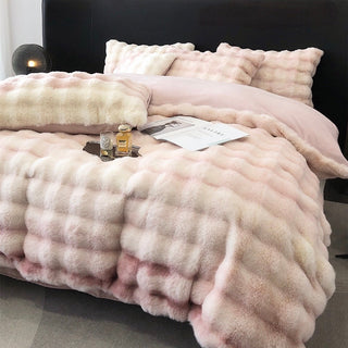 Gradient Fluffy Soft Duvet Cover Set  Bed Cover Bedding Cover