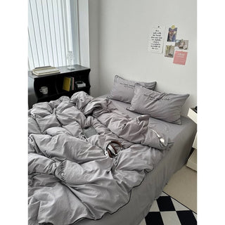 Plain Piping Lettering Duvet Cover Set