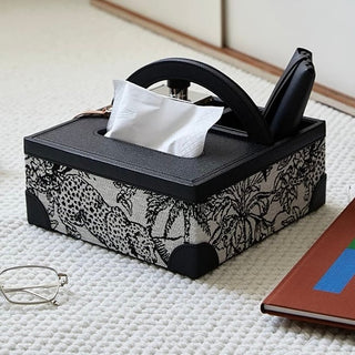 Leather Jacquard Multifunctional Tissue Case   Remote Control Storage Small Item Holder
