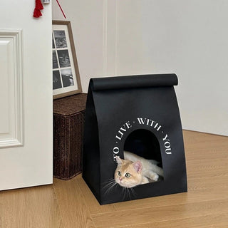 Paper bag style cat housein . Cat house scratching post foldable.