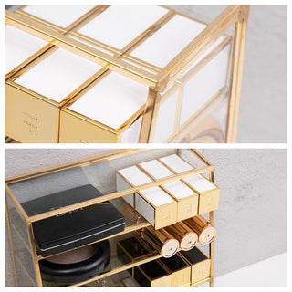 Gold Frame Clear Vertical Cosmetic Storage Rack