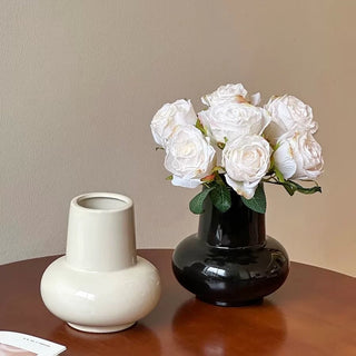 Monochrome Plump Ceramic Flower Vase