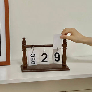 Retro Wood Frame Desktop Perpetual Calendar
