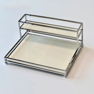 Silver Frame Wide Two-Tier Storage Rack