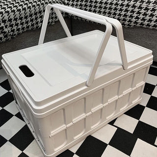 Foldable storage container with handle white
