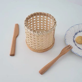 Rattan Kagome Weave Brush Stand Multi-Pot