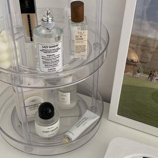 Clear Acrylic Rotating Three-Tier Rack Cosmetic Storage Tray