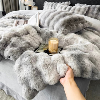 Gradient Fluffy Soft Duvet Cover Set  Bed Cover Bedding Cover