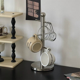 Stainless Steel Silver Cup Stand Rack Storage Mug Tree