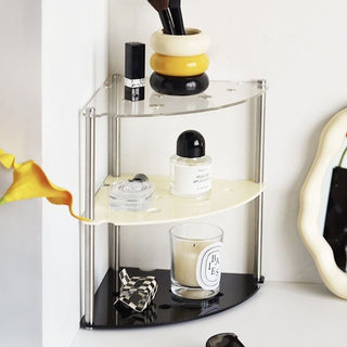 Cheese-themed perforated three-tiered corner rack   Cosmetic storage