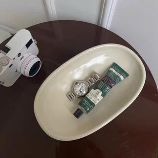 Footed Ceramic Oval Tray Plate