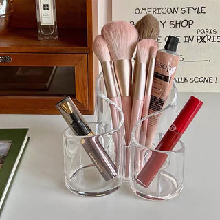 Clear Color Triple Wave Brush Stand Pen Holder
