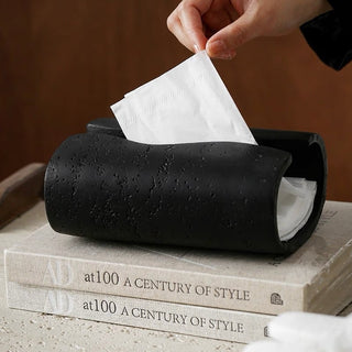 Travertine-style tissue casein  resin tissue box