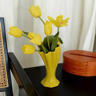 Yellow Trumpet-shaped Ceramic Flower Vase