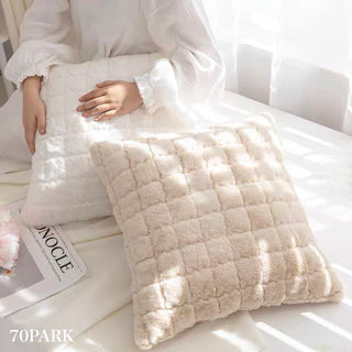 Faux Fur Grid Cushion Cover  45 x 45 cm