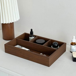 Thin Wood Divider Shallow Storage Box Cosmetics Small Item Tray