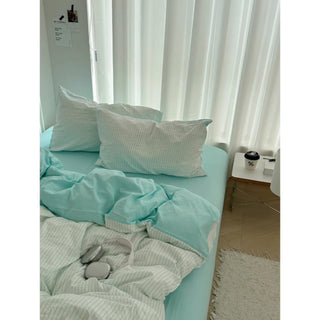 Blue pinstripe pattern duvet cover set bed cover all seasons year-round