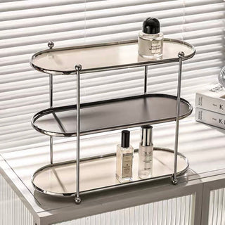 Silver Frame Oval Three-Tier Storage Rack