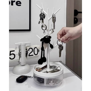 Tree-shaped degree rotating accessory key stand storage small item holder