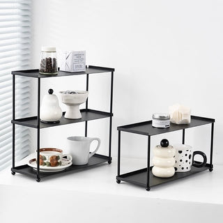 Stainless steel black painted two-tier display rack storage