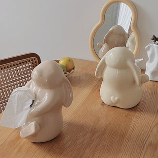 Rabbit Motif Ceramic Tissue Case