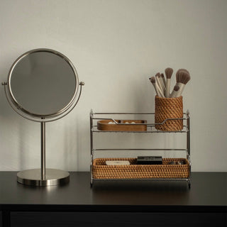 Adjustable Angle Round Tabletop Stand Mirror Silver Mirror