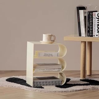 Arch Magazine Rack Storage Side Table Cream
