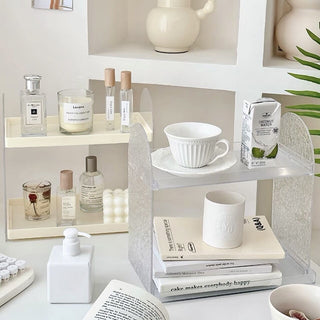 Clear Side Arch Two-Tier Cosmetic Storage Rack