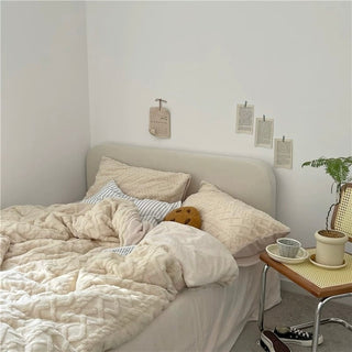 Cable pattern Milk velvet winter duvet cover set