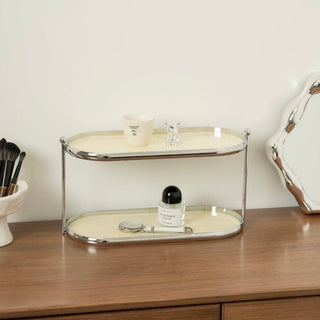Stainless Steel Frame Oval Two-Tier Storage Rack   Perfume Storage