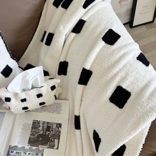 Monochrome Square Pattern Soft Blanket 120x160 Lap Blanket