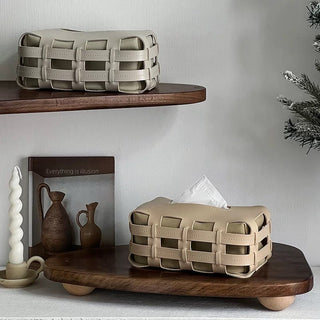 Open Braided Faux Leather Tissue Case