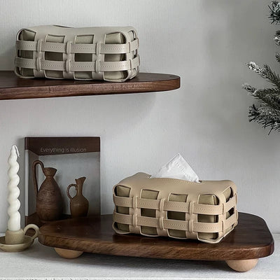 Open Braided Faux Leather Tissue Case